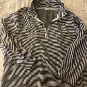 J. Crew Factory Navy and White Striped Half-Zip Hoodie